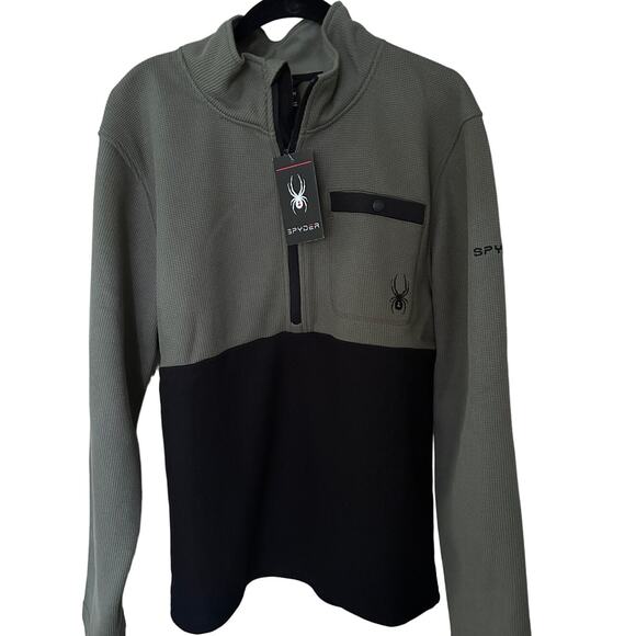 Spyder - Medallion Half Zip - Sweaters - Green/Black - Men's - M/M/M - N.W.T. - Picture 1 of 3